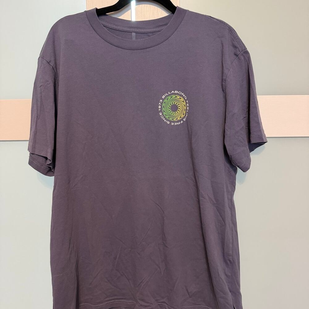 Billabong Men’s Large Purple Graphic T-Shirt Feeling Free Since 1973 Cotton Tee